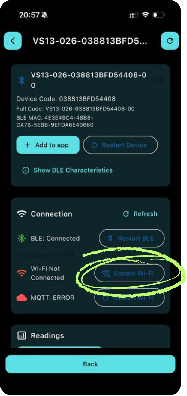 Tap Update Wi-Fi