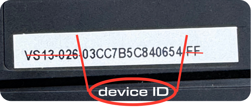 Device ID label on the E.W.A. unit