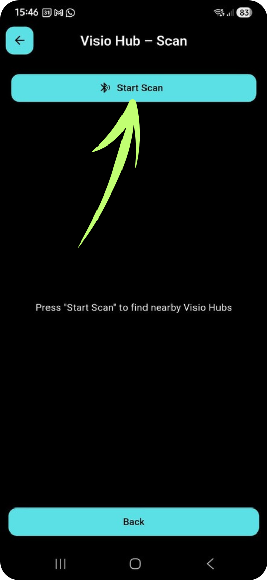 Visio Hub scan — tap Start Scan